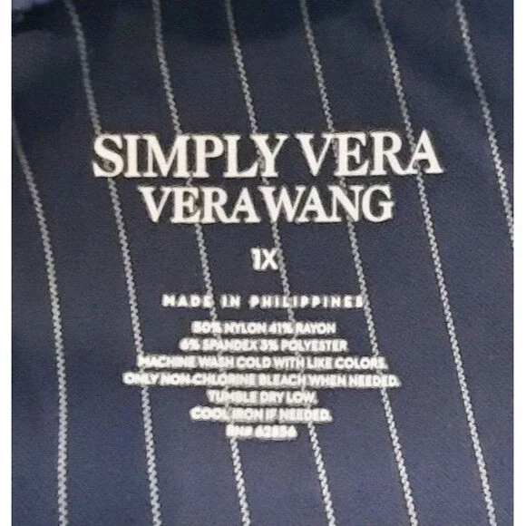 Simply Vera Wang Pinstripe Navy Blue White High Waist Leggings Plus Size 1X NWT - Picture 6 of 7